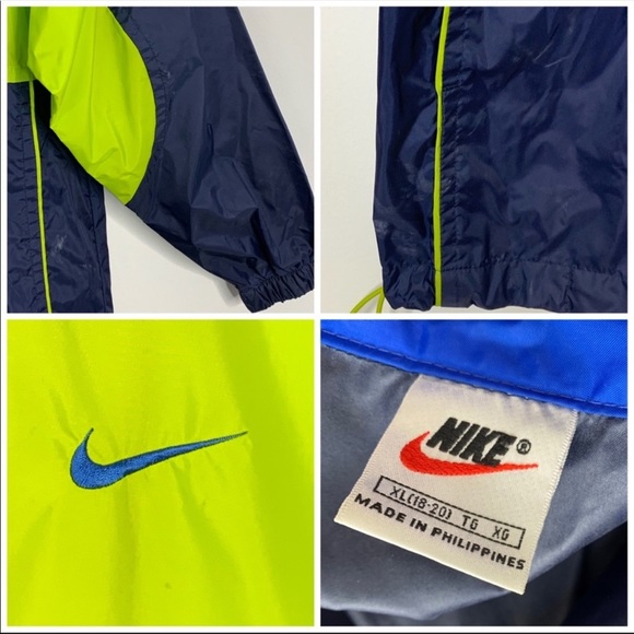 Nike Blue Green Logo Zip Up Windbreaker Jacket XL - Picture 6 of 6